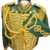 Steampunk Men Ceremonial Hussar Officer Green Military Jacket