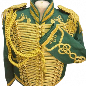 Steampunk Men Ceremonial Hussar Officer Green Military Jacket