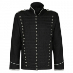 Men's Black hussar steampunk cotton parade jacket, military jacket