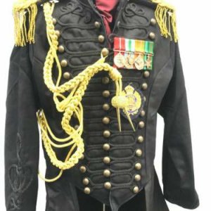 Steampunk Military's Style Coat With Black Braid