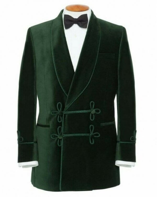 Men Smoking Jacket Green Blazer Coats Elegant Luxury Designer Party Wear Jacket