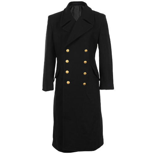 Black Navy Wool Great Coat Winter Trench Naval Military