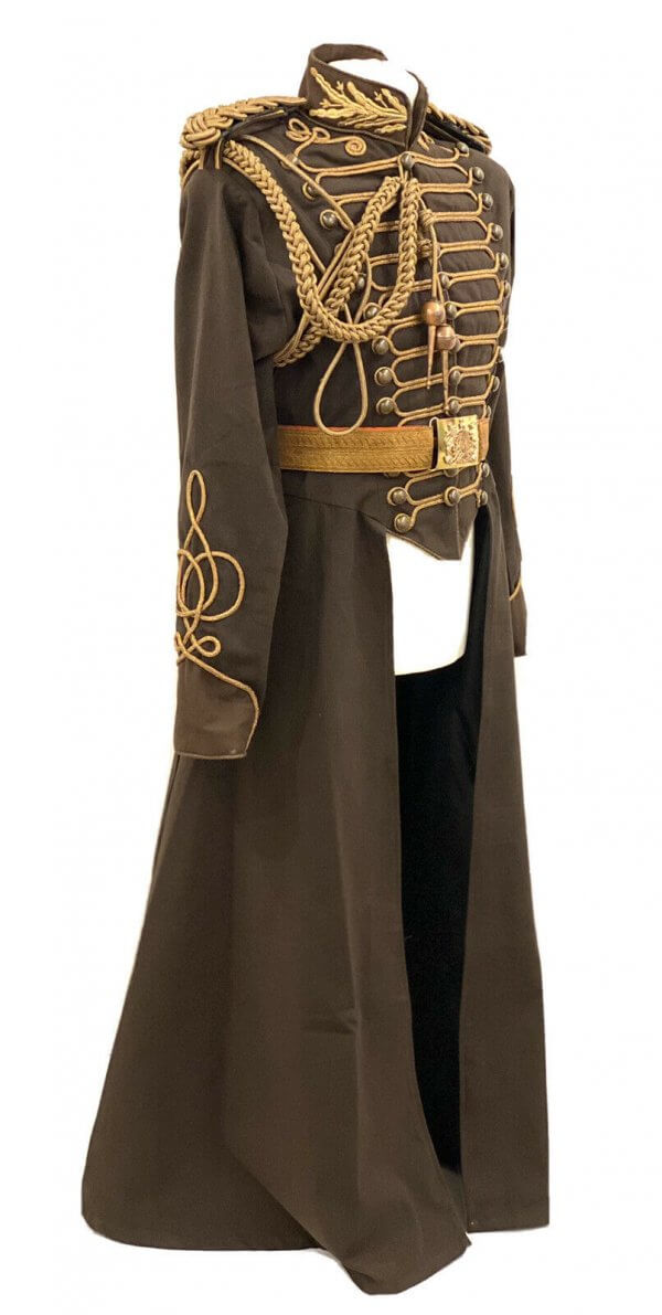 4 Pcs Steampunk Full Length Long Coat With Antique Belt