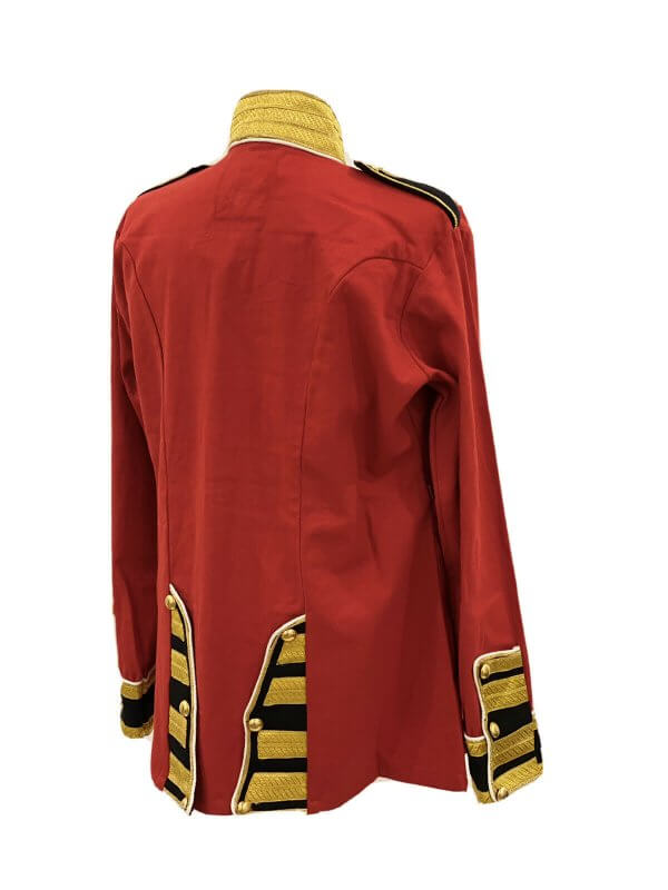 Military Steampunk Red/Black Jacket With Brass Buttons