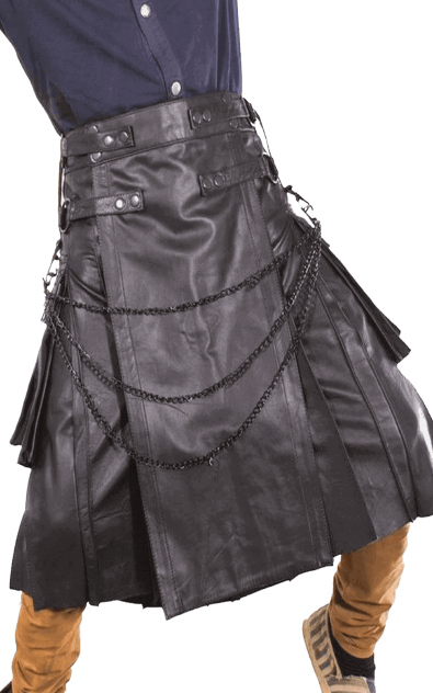 GOTHIC LEATHER KILT WITH CHAIN