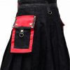 New Scottish Modern Utility Red & Black Plaid Kilt For Men