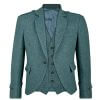 Scottish Highland Men’s Green Tweed Argyle Kilt Jacket with 5 Buttons Vest