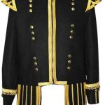 100% Wool Blend Military Piper Drummer Doublet Highland Jacket Black