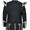 100% Wool New Scottish Black Military Piper Drummer Doublet Tunic Jacket