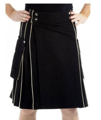 Black Utility Kilt Scottish Fashion Utility Kilts &Side Pocket Kilt For Men1