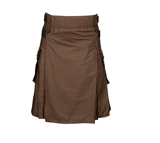 Chocolate Brown Leather Strap Utility Kilt For Active Man