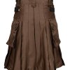 Chocolate Brown Leather Strap Utility Kilt For Active Man