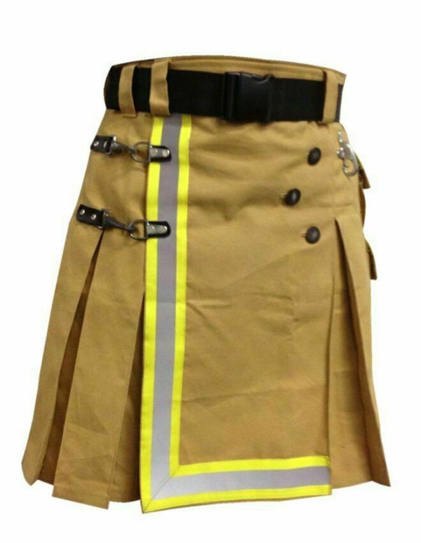 Fireman Tactical Duty Kilt Utility Khaki 100% cotton Visible Reflect1