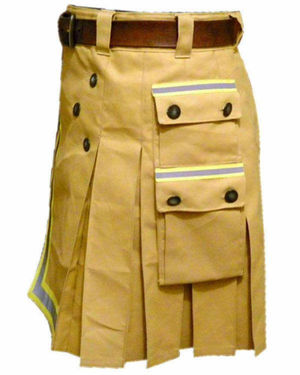 Fireman Tactical Duty Kilt Utility Khaki 100% cotton Visible Reflect2