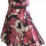 Men Pink Camouflage Cotton Utility Kilt, Fashion Sport Utility Kilt