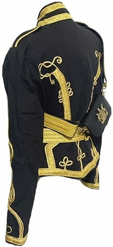 Men’s Black and Gold Ceremonial Hussar Officers Military Jacket