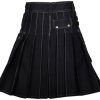 Men’s Fashion Cotton Black Utility Kilt with Bespoke Stitching