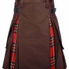 Men’s High Quality Hybrid Kilt- Brown Cotton and Royal Stewart Tartan1