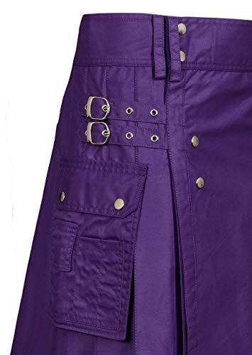Men’s Purple Utility Kilt Made in 100% Cotton