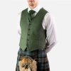 Men's Scottish Lovat Green Wool Argyle Kilt Jacket With Waistcoat Wedding Jacket