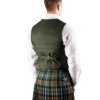 Men's Scottish Lovat Green Wool Argyle Kilt Jacket With Waistcoat Wedding Jacket