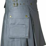 New Men’s Gray Utility Wedding Kilt Made in 100% Cotton