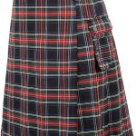 Scottish Style Plaid Contrast Color Pocket Pleated Skirt Kilt for Men Irish Traditional