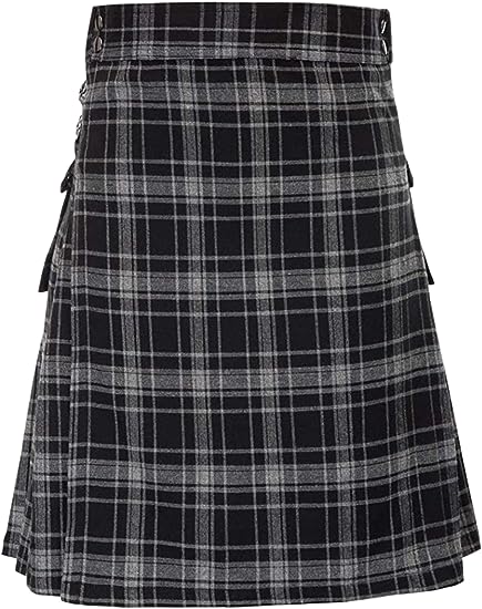 Tartan Kilt for Men’s Color Block Costume Pleated Checked Short Dress Plaid Skirt