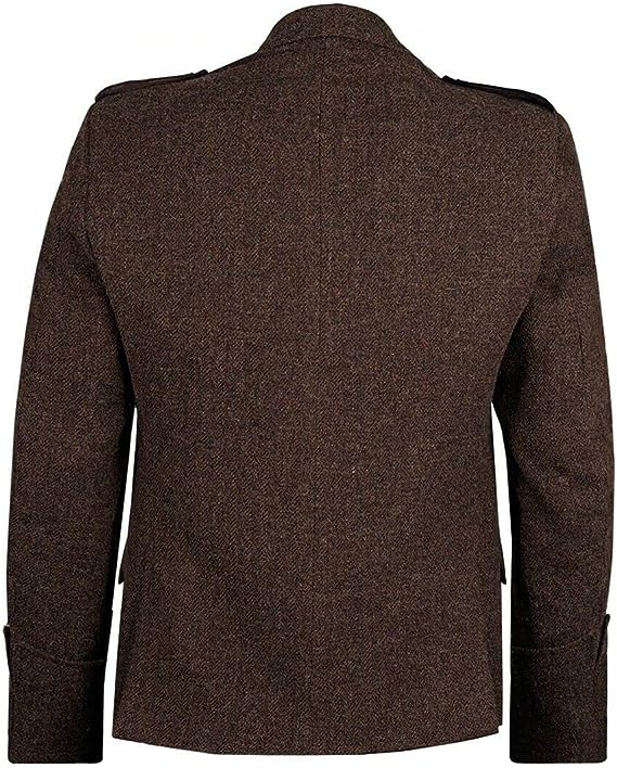 Vogue Wears Scottish Dark Brown Tweed Argyll Argyle Kilt Jacket with 5 Button Waistcoat Vest Scottish Wedding Dress1