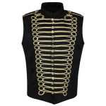 Black Gold Men’s Military Hussar Drummer Vest Waistcoat