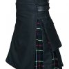 High Quality Cotton Utility Hybrid Kilt black color with Mackenzie Tartan pleat