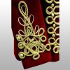 Men Braided Red Velvet Jacket Military Gold Braided Jacket Hussar Velvet Jacket