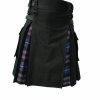 Men’s Hybrid Black Cotton & Tartan (Pride Of Scotland) Utility Kilt