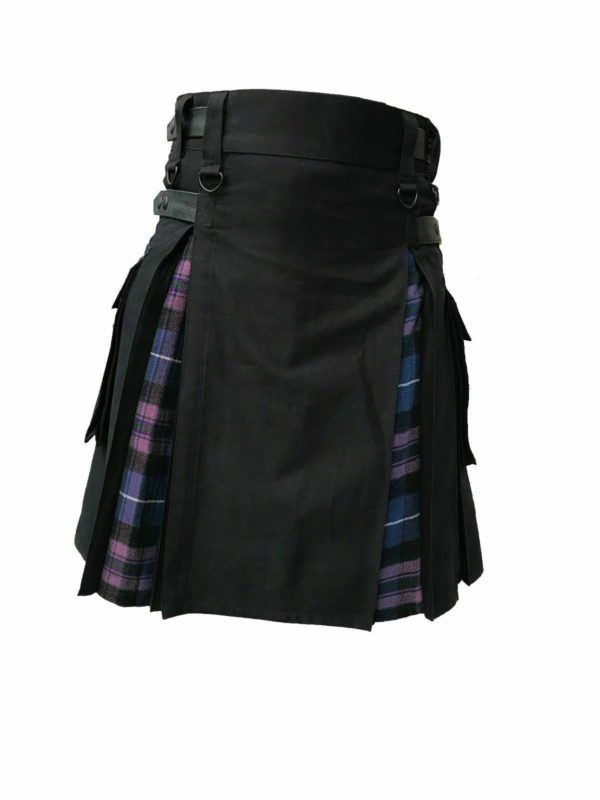 Men’s Hybrid Black Cotton & Tartan (Pride Of Scotland) Utility Kilt1