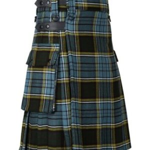 Men’s Scottish Highland Anderson Tartan Utility Kilt with Cargo Pockets