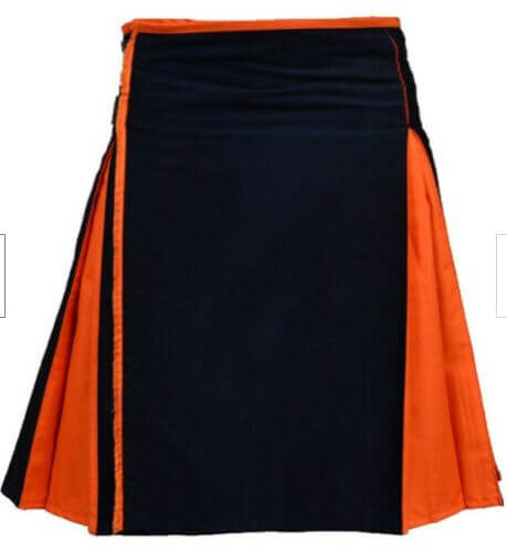 New Great Scottish Black And Orange Hybrid Kilt For Men