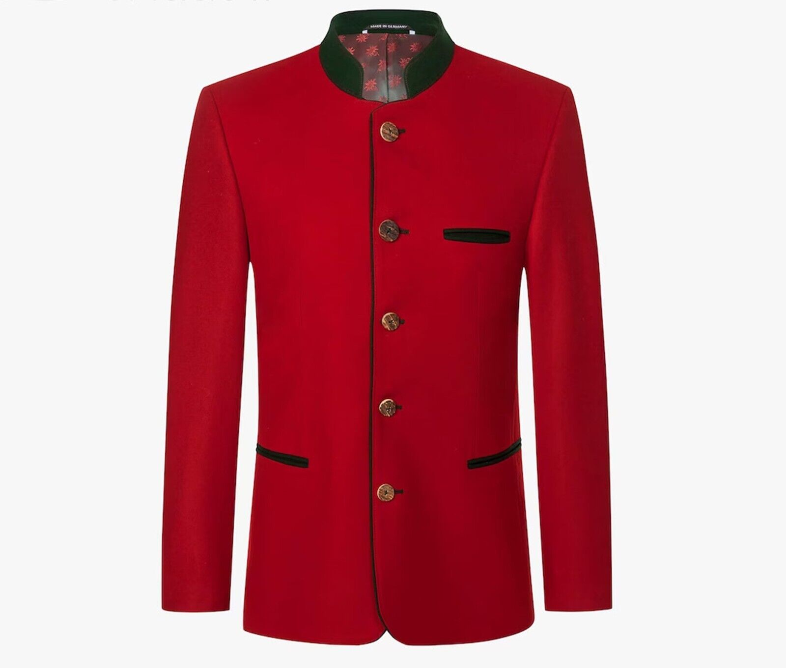 Red German Bavarian Jacket Austrian Traditional Tyrol Loden Blazer Wool Jacket