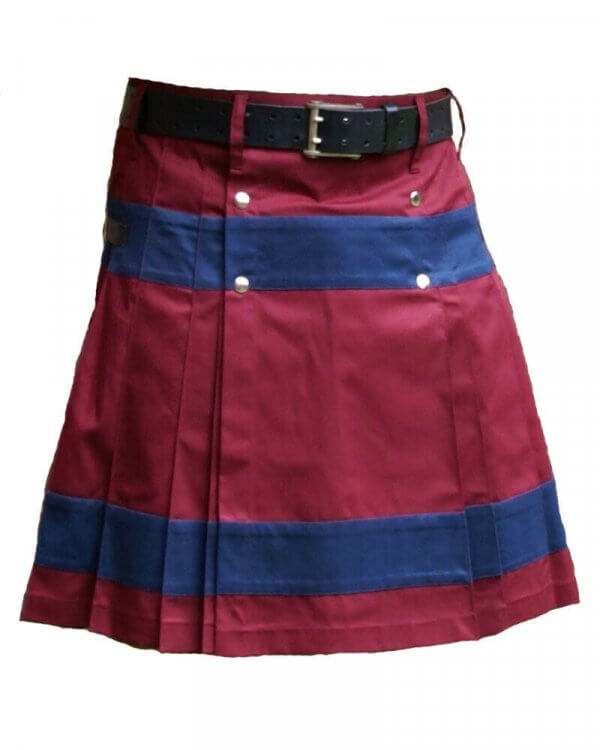 Scottish Fashion Maroon Utility Kilts For Men