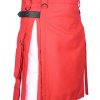 Scottish Fashion Utility Hybrid Kilts For Men Red Kilt White Pleats