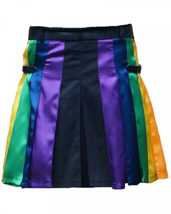 Scottish Fashion Utility Hybrid Kilts Gay For Men Black Color With Six Pleats2