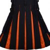 Scottish Men 100% Cotton Fashion Black and Orange Hybrid Kilt Men