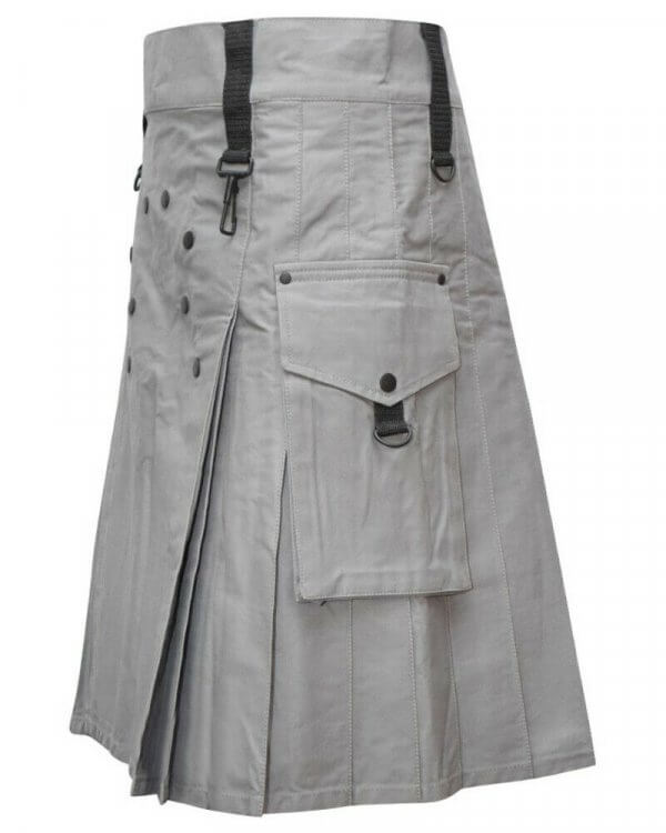 Scottish Modern Custom Grey Kilt Fashion Utility Kilts For Men3