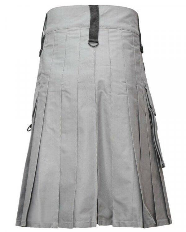Scottish Modern Custom Grey Kilt Fashion Utility Kilts For Men4