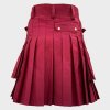 Scottish Red Modern Utility Kilt For Men