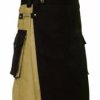 Stylish Two Toned Khaki & Black Utility Kilt