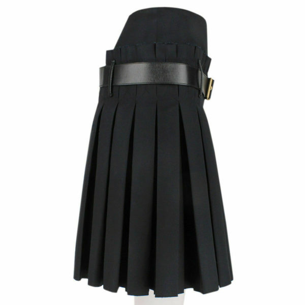 Women Scottish Luxurious Black Box Pleated Kilt Skirt2