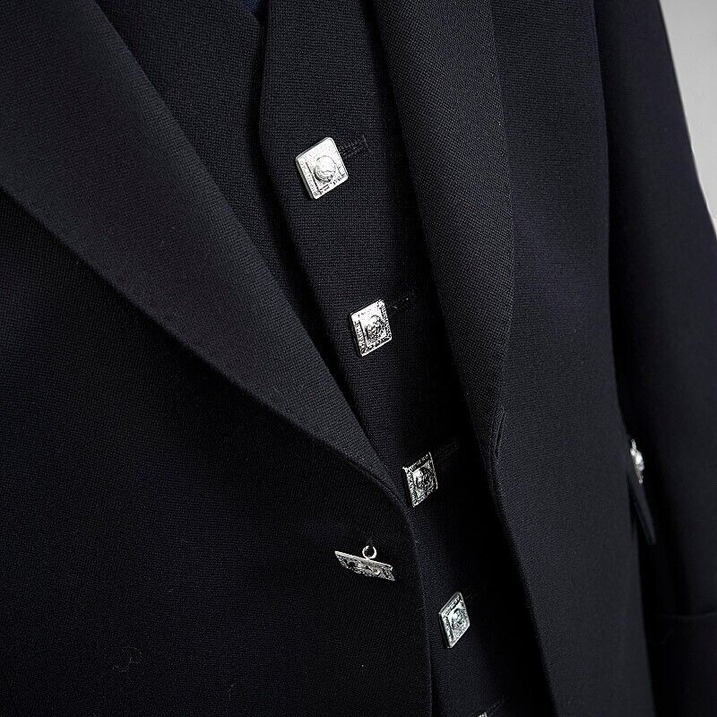 Argyle kilt Jacket & Waistcoat/Vest, Scottish Argyle Black Jacke
