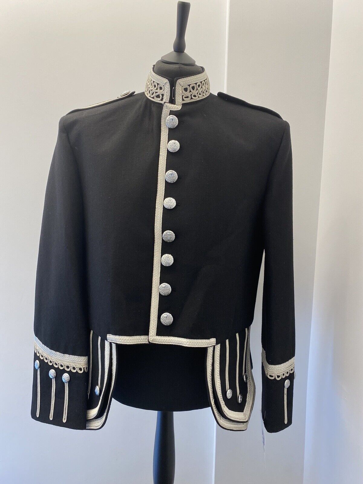 Doublat Tunic Miltary piper & Drummer Jacket wool Black & Silver.