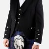 Black Argyll Jacket & Vest Waistcoat 100% Wool Kilt Jacket