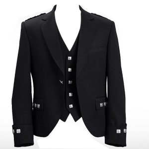 Argyle kilt Jacket & Waistcoat/Vest, Scottish Argyle Black Jacke